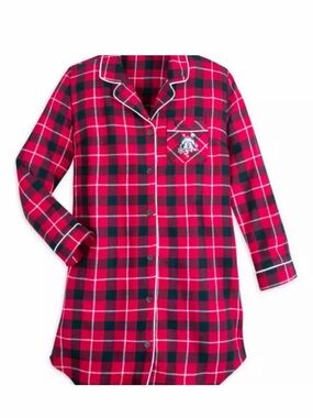 🎄Disney store Minnie Mouse plaid flannel holiday nightgown size XL GUC!
